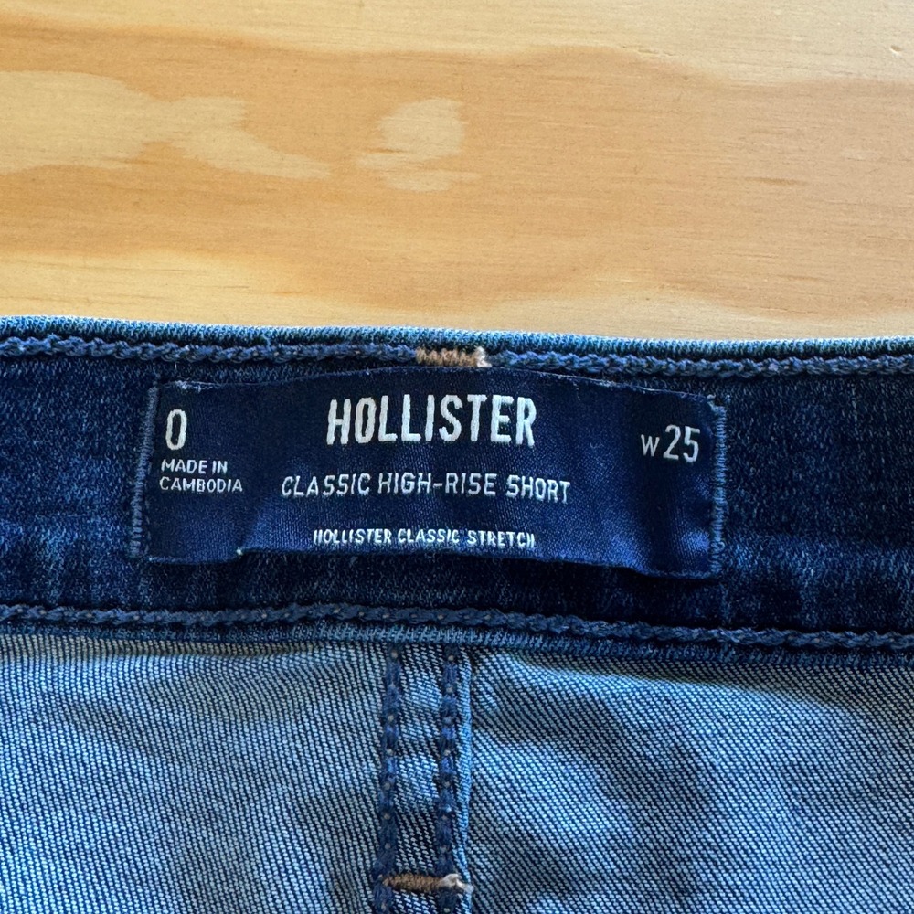 Hollister Classic High-Rise Short Distressed Denim Dark Wash Size 0 W25 Stretch - Picture 4 of 7